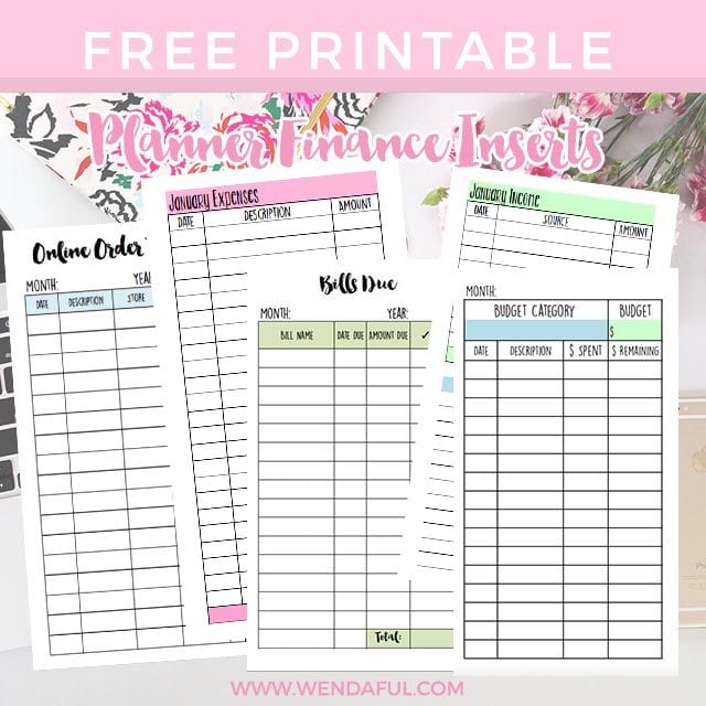 Personal Business Financial Filofax Sections Free Printables Wendaful Planning