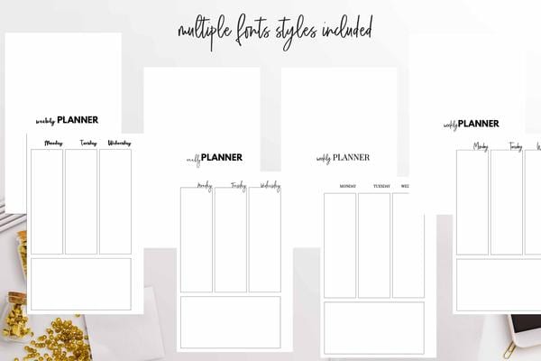 Personal Wide Rachels Weekly Agenda Week on 2 Pages, Minimal Design,  Printable Insert 