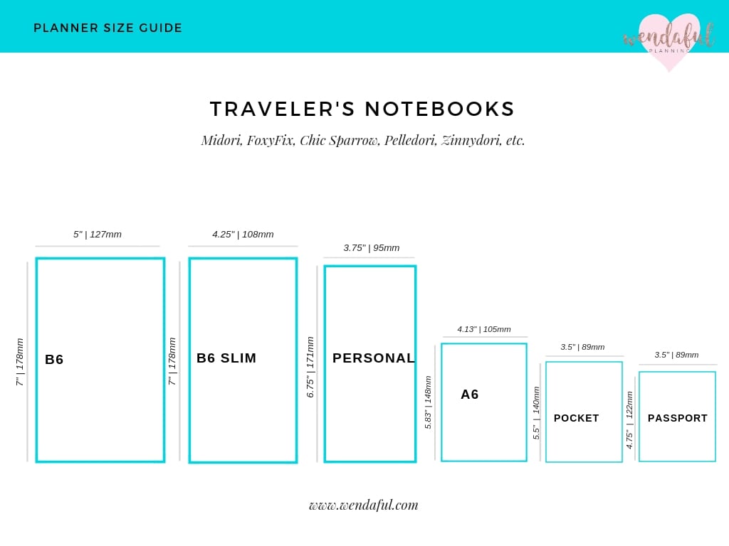 Planner Size Chart - Free Printable Worksheet