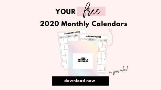 free 2020 monthly calendars