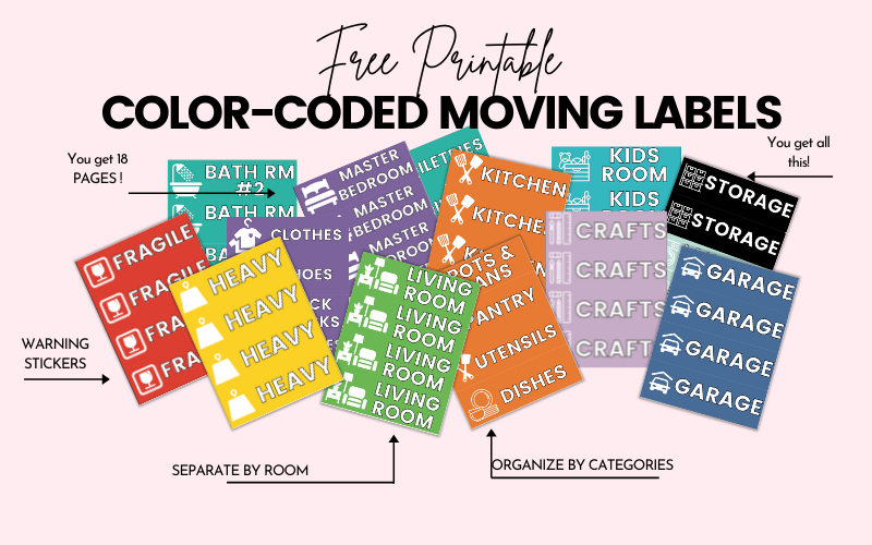 Free Printable Colorcoded Moving Labels Make Your Move Easier And