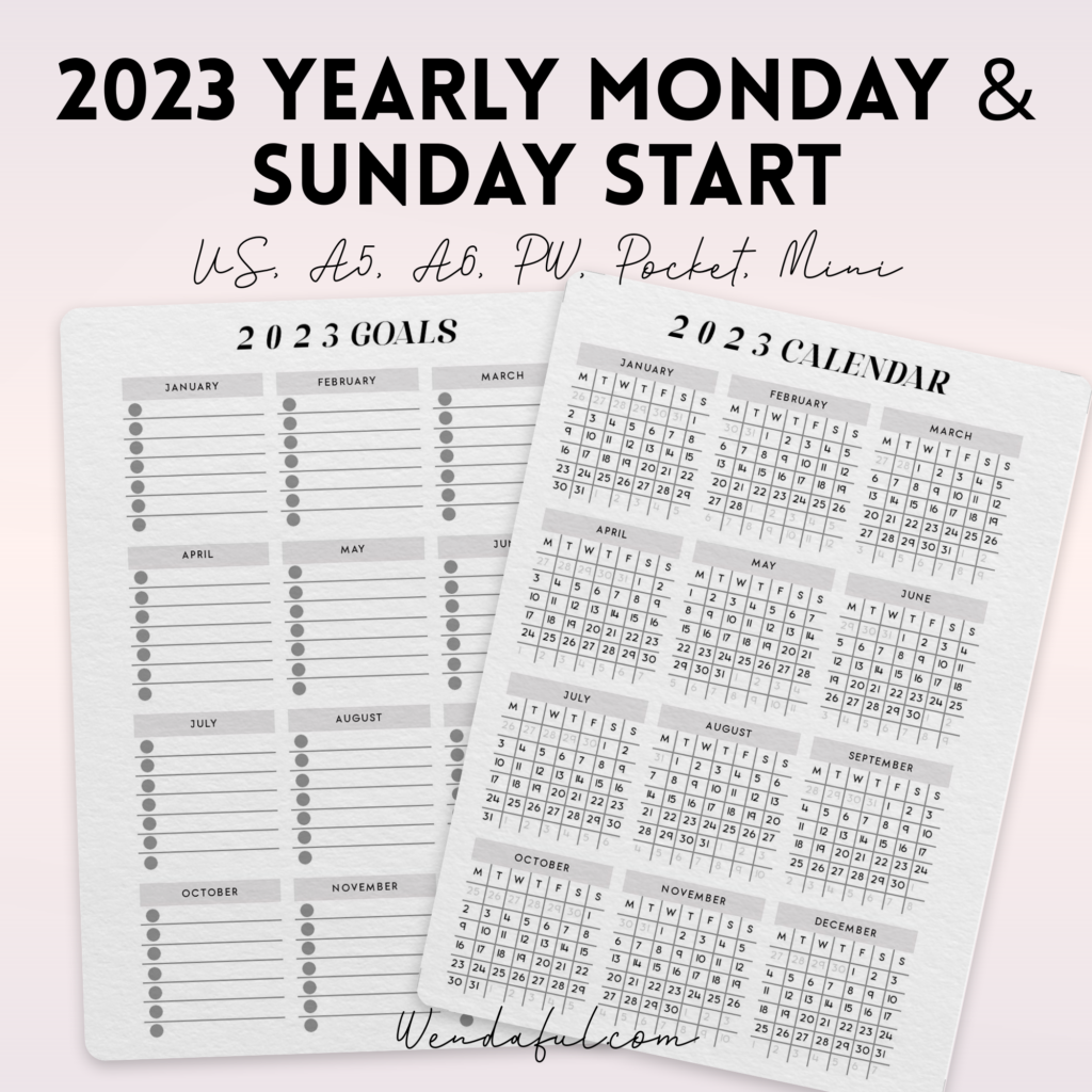 Free Printable 2023 Year at a Glance Planner Inserts