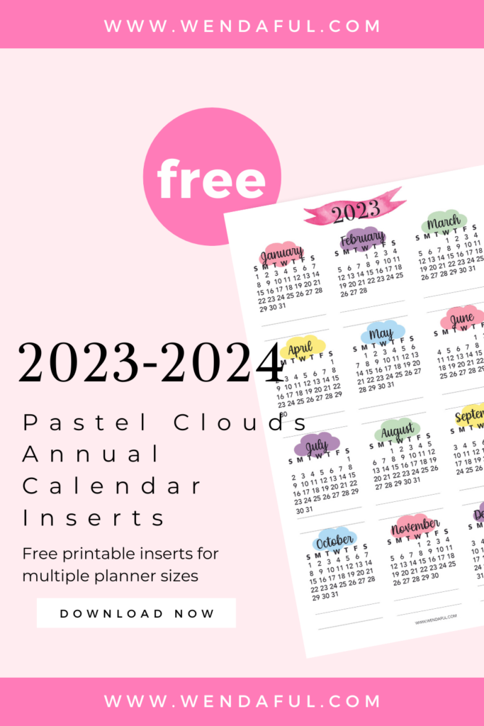 free pastel clouds 2023-2024 calendar 