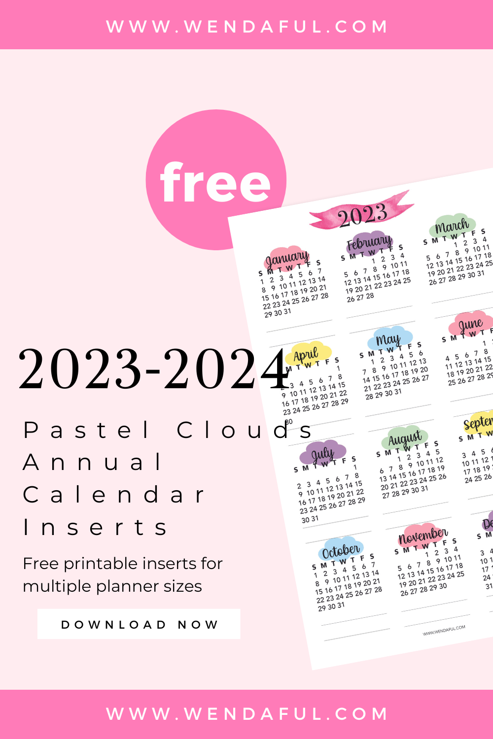 2024 Printable Calendar A6 Ring Inserts, 2024 Dated Yearly