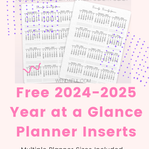 Wendaful Printable Inserts Planner Refills