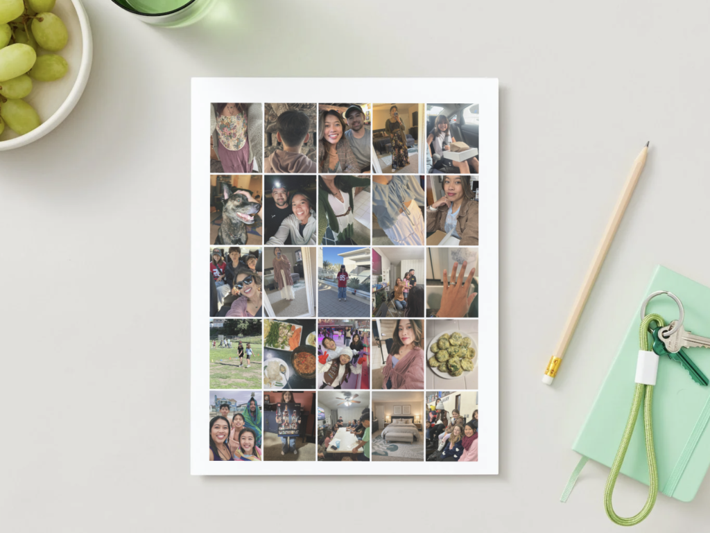 Screenshot showing a journaling page with photo stickers