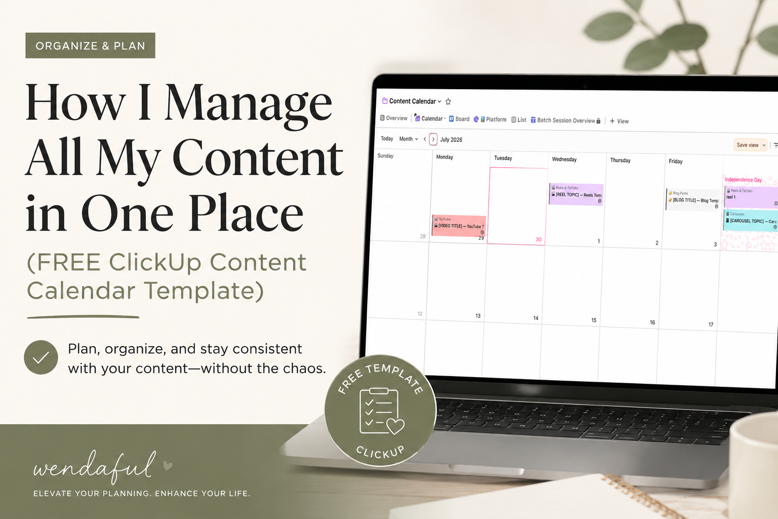 ClickUp Content Calendar Template